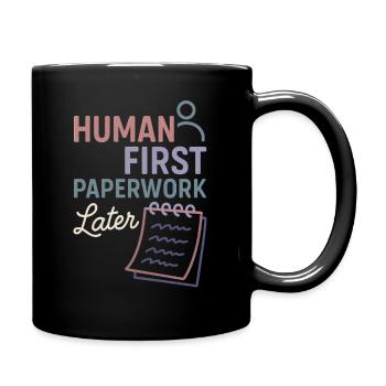 The social worker supports the psychological - Full Colour Mug - black - Right