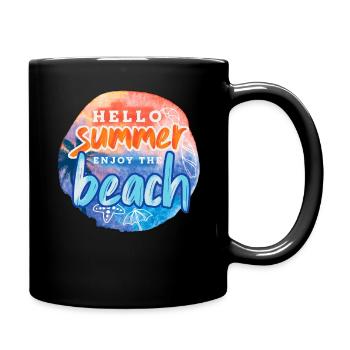 Hello Summer Beach - Tasse einfarbig - Schwarz - Rechts