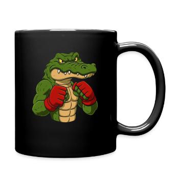 Crocodile Boxing Cartoon - Full Colour Mug - black - Right
