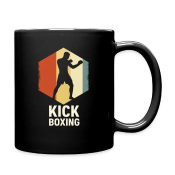 Retro Kickboxer Silhouette - Tasse einfarbig - Schwarz - Rechts