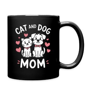 Fière maman chat et chien - Mug uni - noir - Droite