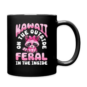 Drôle mignon raton laveur sauvage Mème - Mug uni - noir - Droite
