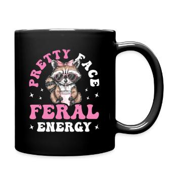 Drôle mignon raton laveur sauvage Mème - Mug uni - noir - Droite
