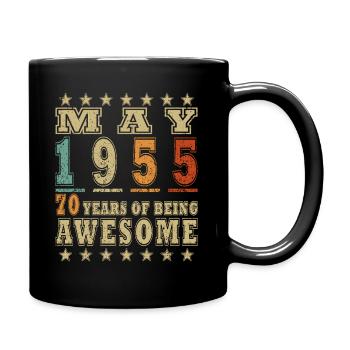 70 Jahre Vintage Mai 1955 Geburtstagsgeschenk - Tasse einfarbig - Schwarz - Rechts