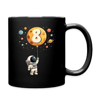 Cute Astronaut 8th Birthday Boy Outer Space - Full Colour Mug - black - Right