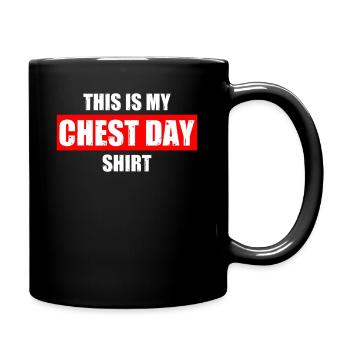 Chest day Bodybuilding Bodybuilder Gym Weight Lifting - Full Colour Mug - black - Right