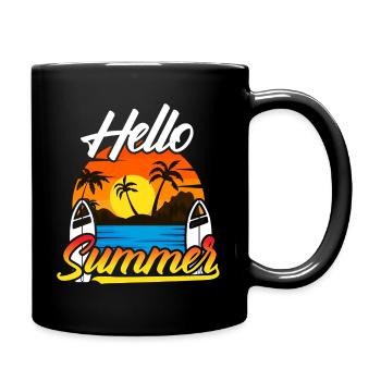 Hello Summer Sunset Design - Full Colour Mug - black - Right