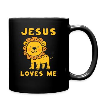 Jésus m’aime mignon lion chrétien - Mug uni - noir - Droite