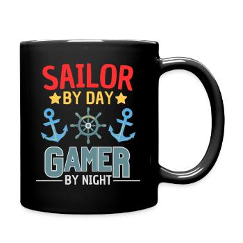Segel Gamer Design für Zockerfans - Tasse einfarbig - Schwarz - Rechts