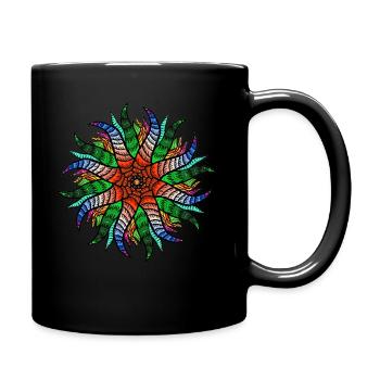 Colorful Geometric Mandala Abstract Psychedelic - Full Colour Mug - black - Right