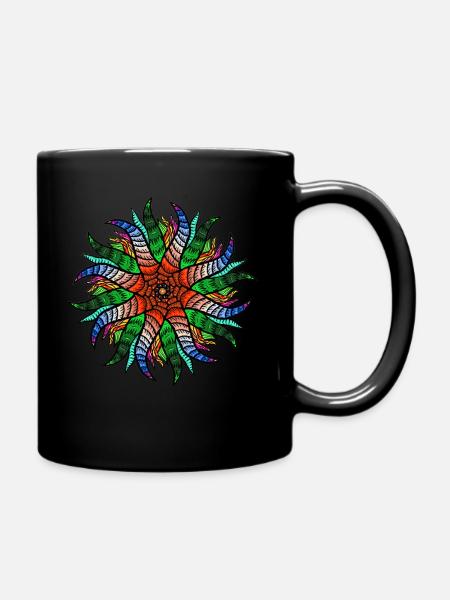 Buntes Geometrisches Mandala Abstrakt Psychedelisch - Tasse einfarbig - Schwarz