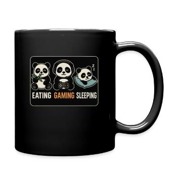 Eating Gaming Sleeping – Lustiges Panda Gamer Desi - Tasse einfarbig - Schwarz - Rechts