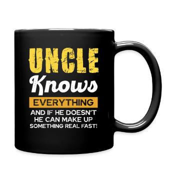 Onkel Weiß Alles Und Kann Es Erfinden - Tasse einfarbig - Schwarz - Rechts