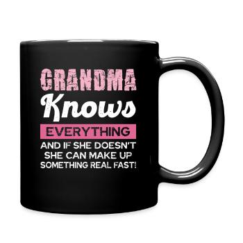 Grandmother knows everything and finds solutions - Full Colour Mug - black - Right