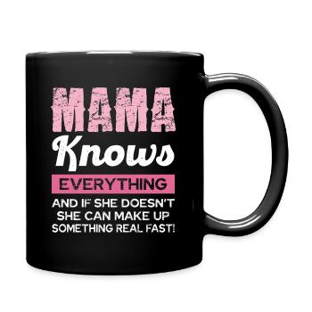 Mom knows everything and more - Full Colour Mug - black - Right