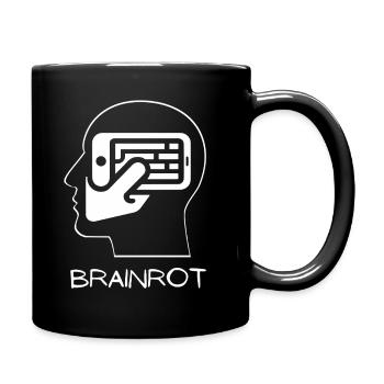 Funny Brainrot Phone Addiction Satire Graphic - Full Colour Mug - black - Right