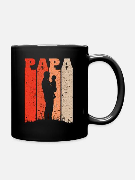 Retro Papa Silhouette – Vintage Style Vatertag - Tasse einfarbig - Schwarz