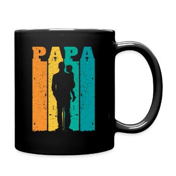 Retro Dad Silhouette – Vintage Style Father's Day - Full Colour Mug - black - Right