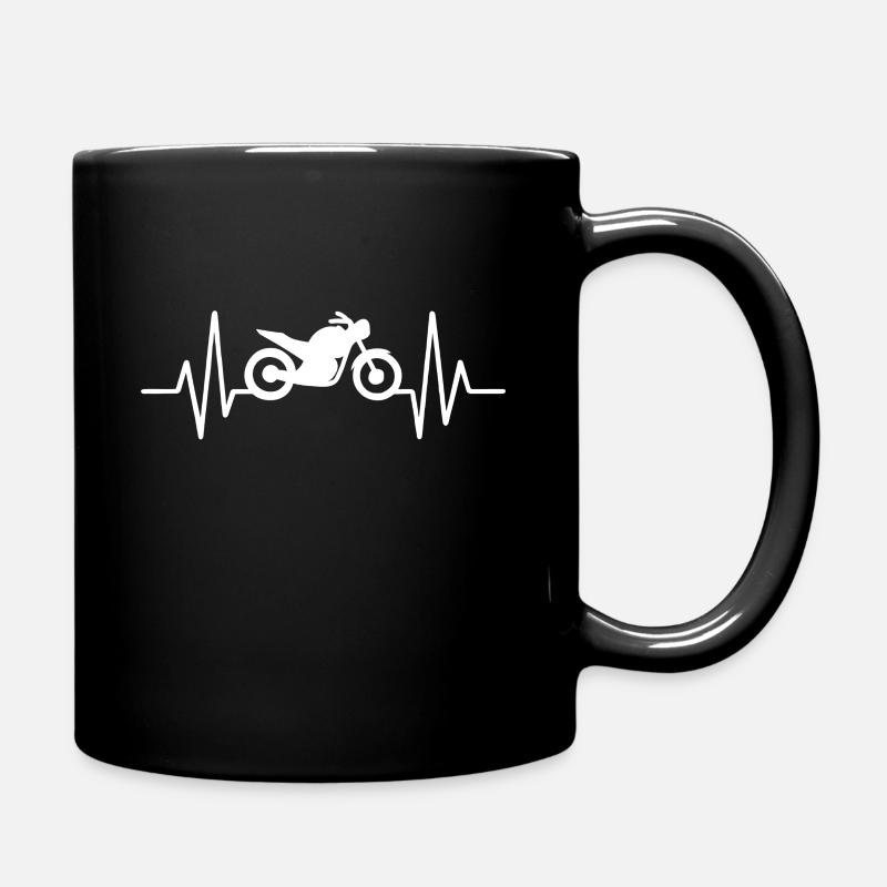 Conception du motocycliste Heartbeat – Pouls de la route - Mug uni - noir