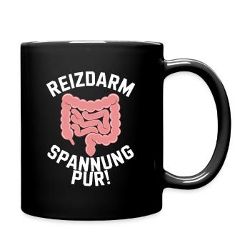Reizdarm Spannung Pur Humor Verdauung - Tasse einfarbig - Schwarz - Rechts