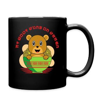 My Body Runs on Ramen Cute Bear - Tasse einfarbig - Schwarz - Rechts