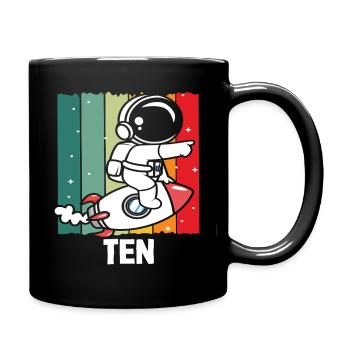 Astronaut Rocket Ten Birthday Adventure - Full Colour Mug - black - Right