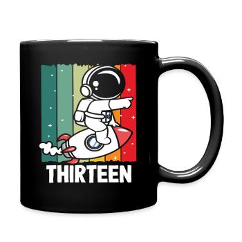 Astronaute fusée treize design rétro - Mug uni - noir - Droite