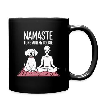 Namaste Yoga Dog Meditation with Goldendoodle - Full Colour Mug - black - Right
