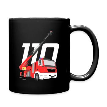 Feuerwehr 110 - Tasse einfarbig - Schwarz - Rechts
