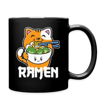 Ramen chat mignon Kawaii Illustration - Mug uni - noir - Droite
