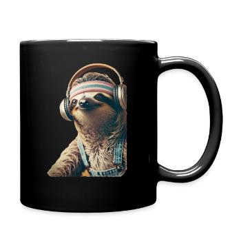Sportliches Faultier - Tasse einfarbig - Schwarz - Rechts