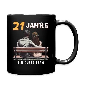 21 YEARS A GOOD TEAM MAN WOMAN - Full Colour Mug - black - Right