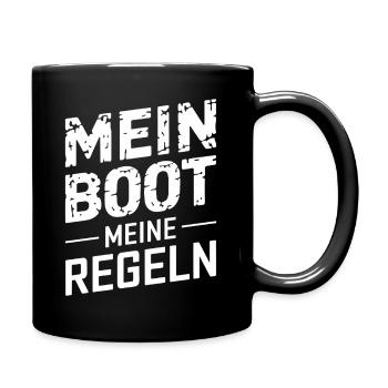 Mein Boot Meine Regeln - Tasse einfarbig - Schwarz - Rechts