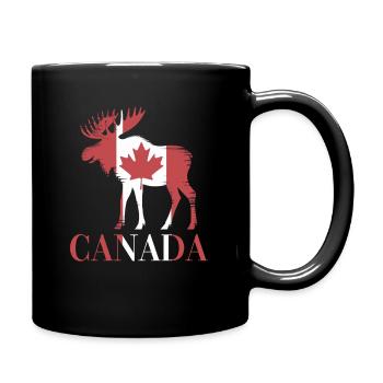 Canadian Moose with Maple Leaf Flag Canada - Full Colour Mug - black - Right