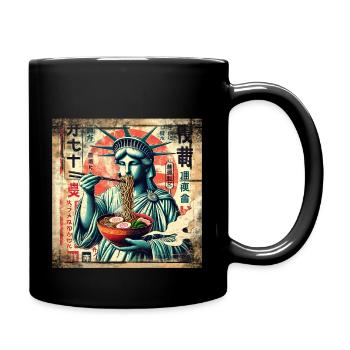 Ramen Statue de la Liberté Grunge Poster Style - Mug uni - noir - Droite