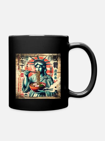 Ramen freiheitsstatue Grunge Poster Style - Tasse einfarbig - Schwarz