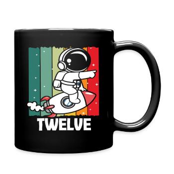 Astronaut Rocket Twelve Years of Adventure - Full Colour Mug - black - Right