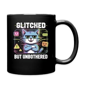 Glitch Cat - Erreur dans le système - Je m’en fiche - Mug uni - noir - Droite