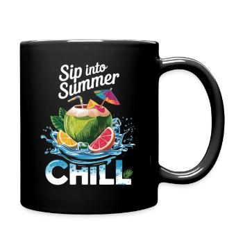 Sommer, Sonne, Chill - Sip into Summer - Tasse einfarbig - Schwarz - Rechts