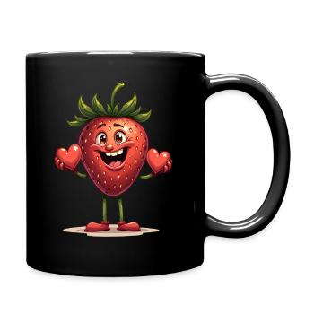 Drôle de fraises fraises fruits - Mug uni - noir - Droite
