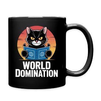 Weltherrschaft – Katze mit großen Plänen - Tasse einfarbig - Schwarz - Rechts