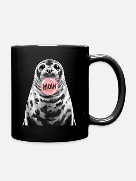 Seehund Robbe Ostsee Nordsee Moin - Tasse einfarbig - Schwarz