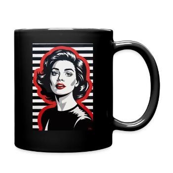 Portrait rétro élégant avec motif rayé - Mug uni - noir - Droite
