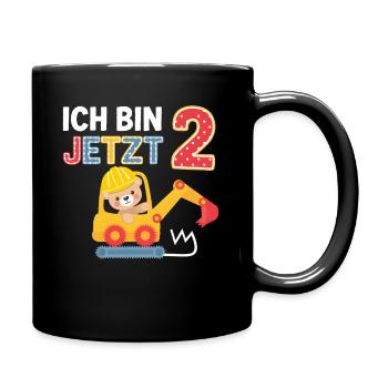 Ich bin jetzt 2 Bagger Bär 2. Geburtstag - Tasse einfarbig - Schwarz - Rechts