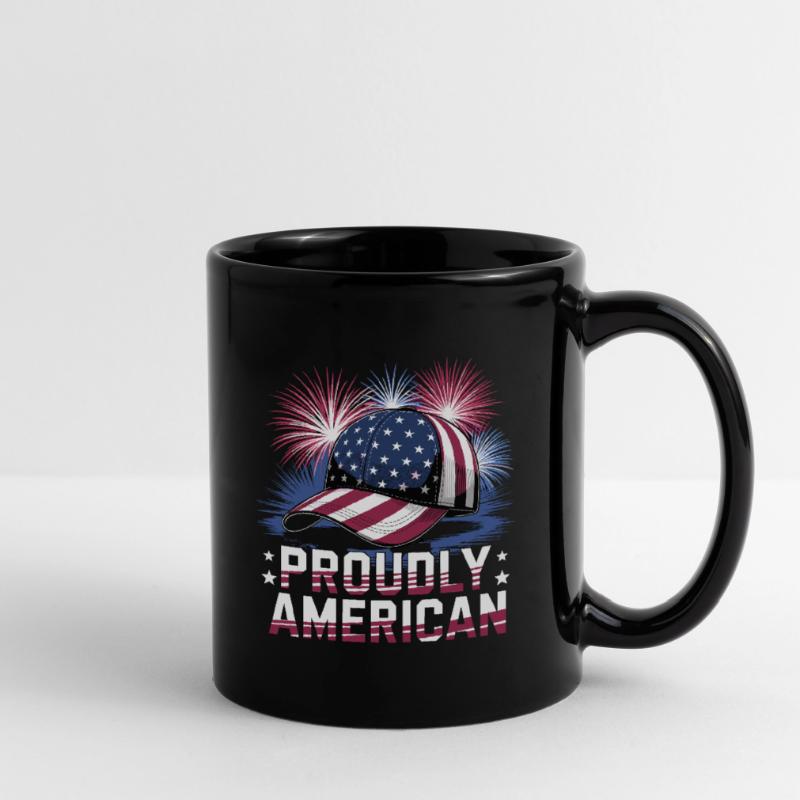 Proudly American Cap with Fireworks Full Colour Mug