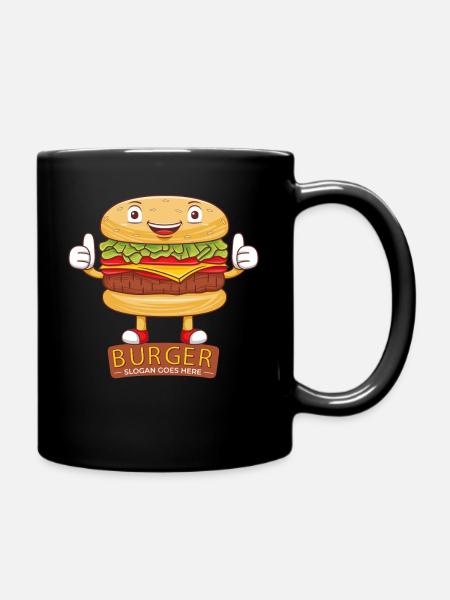Mignon burger dessin animé art - Mug uni - noir