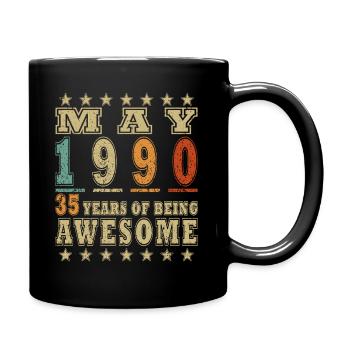 Mai 1990 | Mai 1990 Mai 1990 Geburtstagsgeschenk - Tasse einfarbig - Schwarz - Rechts