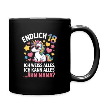 Finally 18 Unicorn Saying - Full Colour Mug - black - Right