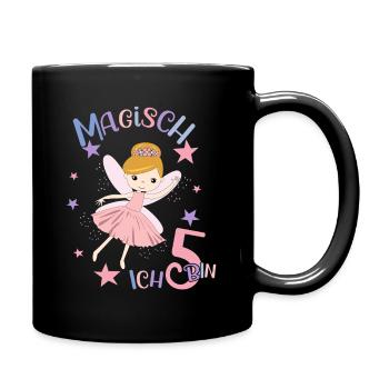 Geburtstagsshirt 5 Jahre Mädchen 5. Geburtstag Fee - Tasse einfarbig - Schwarz - Rechts