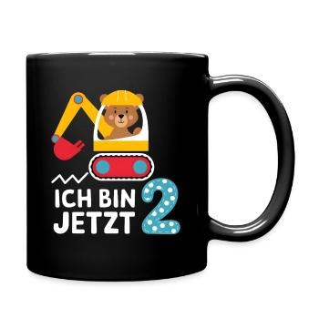 Ich bin jetzt 2 Bagger Bär 2. Geburtstag - Tasse einfarbig - Schwarz - Rechts